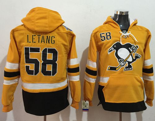 Penguins #58 Kris Letang Gold Sawyer Hooded Sweatshirt Stadium Series Stitched NHL Jersey